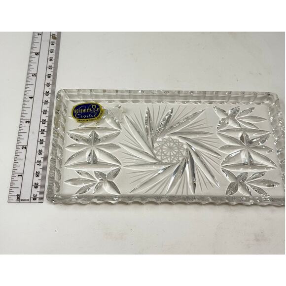 Bohemia Crystal Tray Vintage Heavy Handmade Made in Czech Republic 7.25 X4X.5 - Picture 4 of 6
